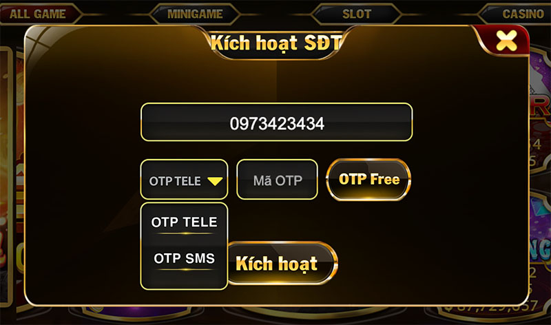 Hình ảnh kích hoạt SDT GO88